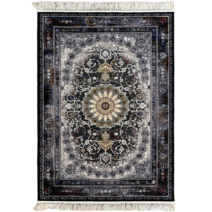 Perserteppich Polypropylen Medaillon Schwarz Gold 160x230 Wohnzimmer


