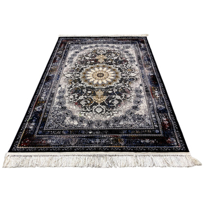 Gewebter Teppich Polypropylen orientalisch Schwarz Weiß 160x230 Esszimmer

