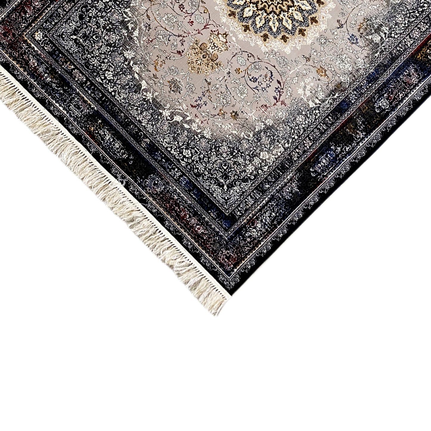 Kurzflor-Webteppich mit traditionellem Muster in gedämpften Farben für ein gemütliches Ambiente