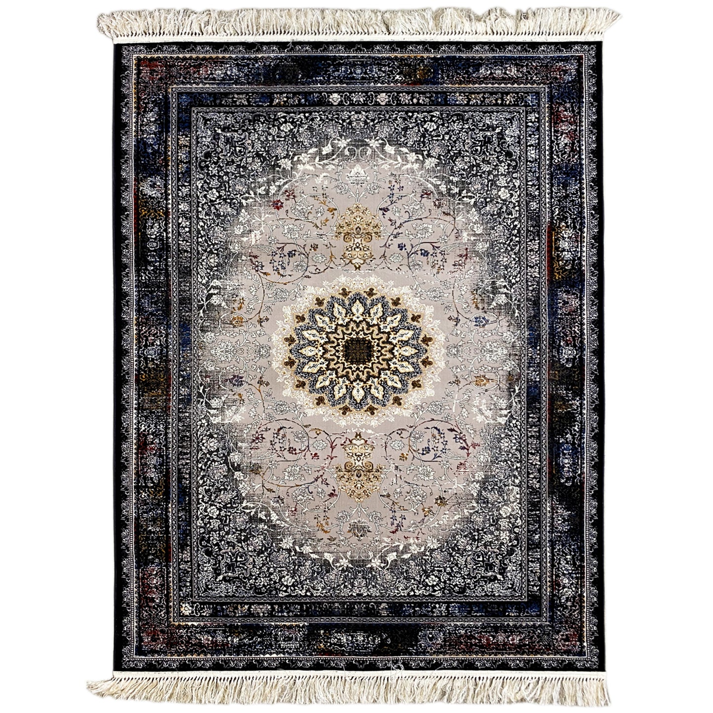 Woven Teppich aus Polypropylen im orientalischen Medaillon-Design für den Wohnraum, 160x230cm