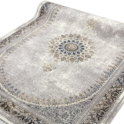 Detailansicht des Medaillon-Musters, floral und ornamental, aus robustem Polypropylen