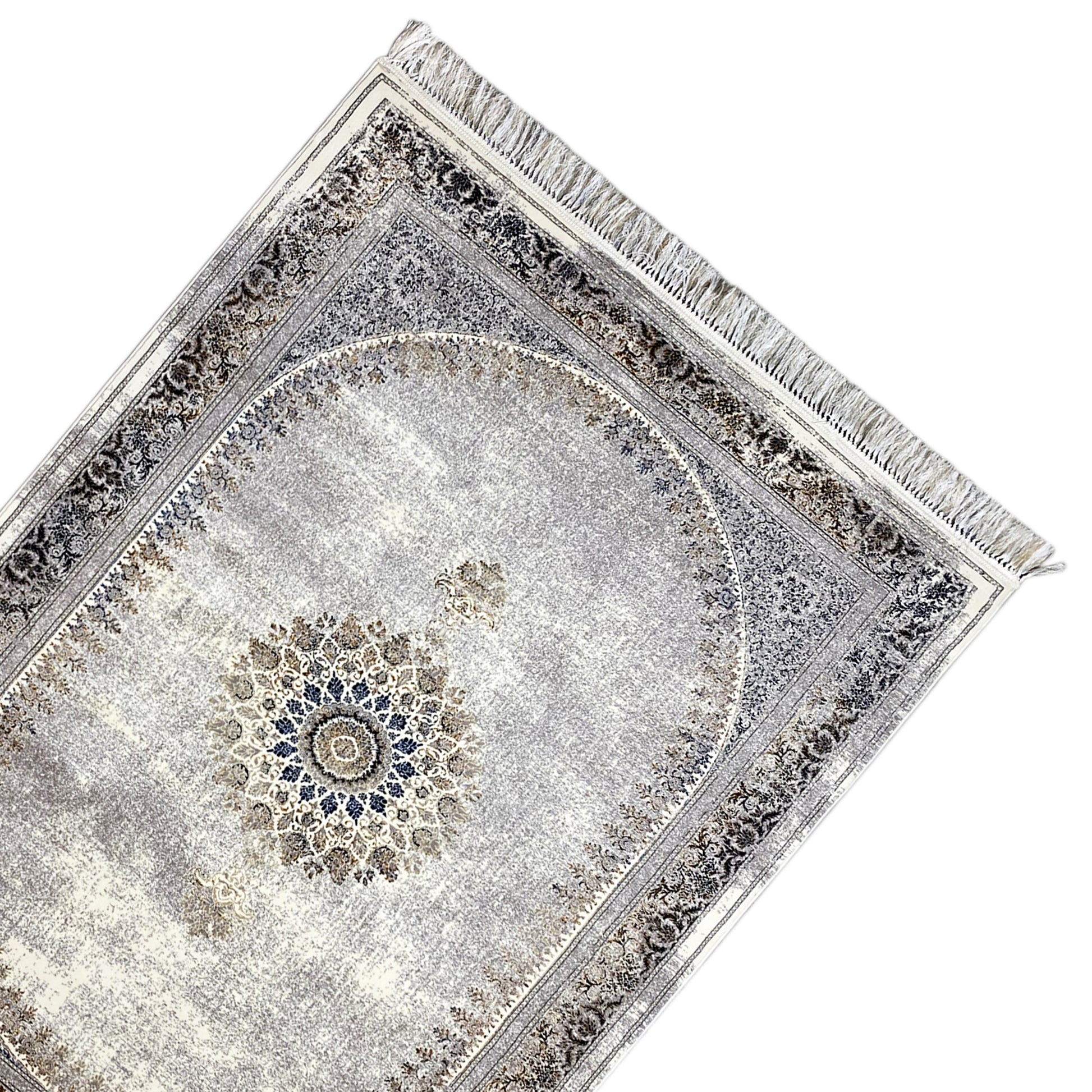 Schicker Schlafzimmer Teppich im Vintage-Stil mit elegantem Rand und Medaillon