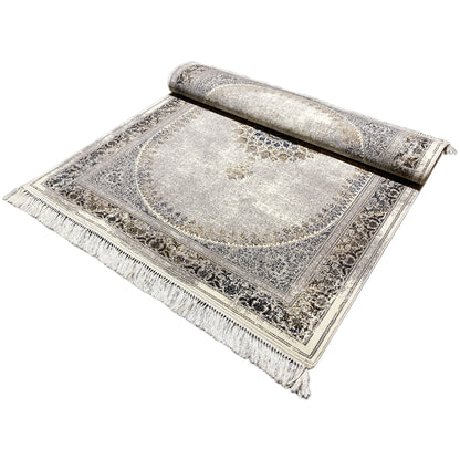 Teppich mit kurzflorigem Flor, ideal für das Wohnzimmer, im Vintage-Stil mit Fransen