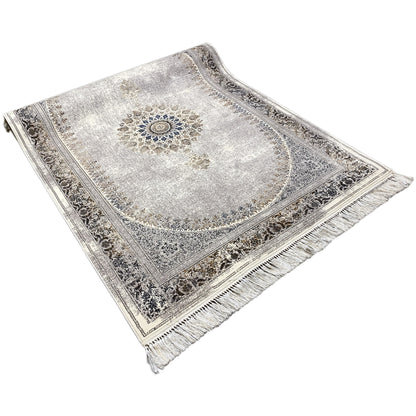 Moderner Wohnzimmer-Teppich im Vintage-Stil mit ovalem Medaillon und Blumenmuster