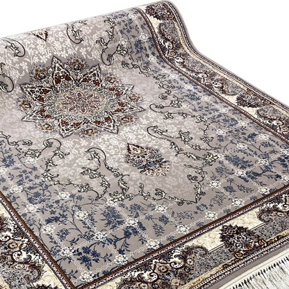 Schicker Schlafzimmer Teppich im persischen Stil mit elegantem Rand und Medaillon