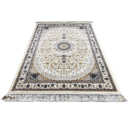 Gewebter Teppich Kurzflor Klassisch Florales Medaillon Wohnzimmer