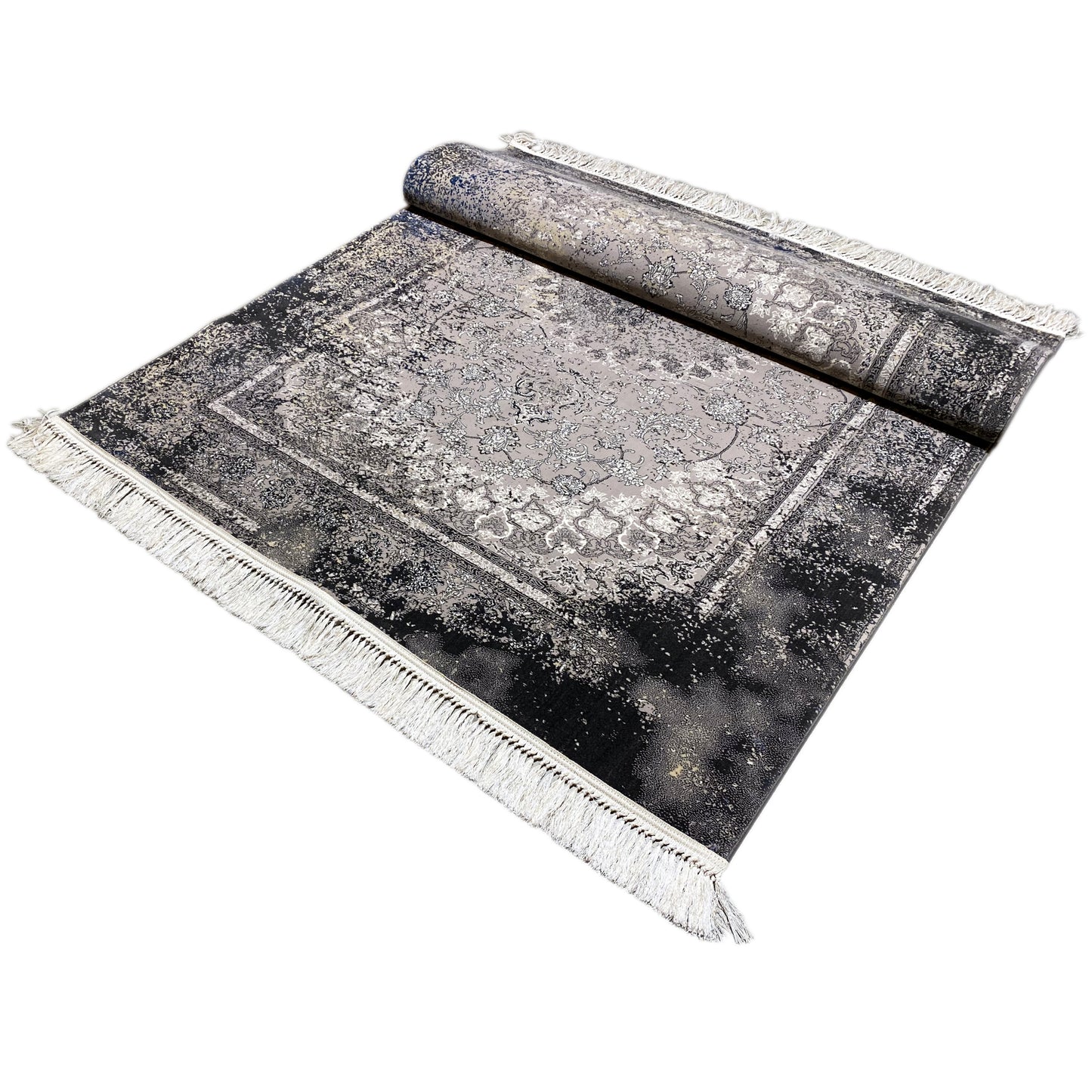 Rechteckiger Flächenteppich, 160x230 cm, maschinell gefertigtes Polypropylen, Vintage Medaillon-Muster.