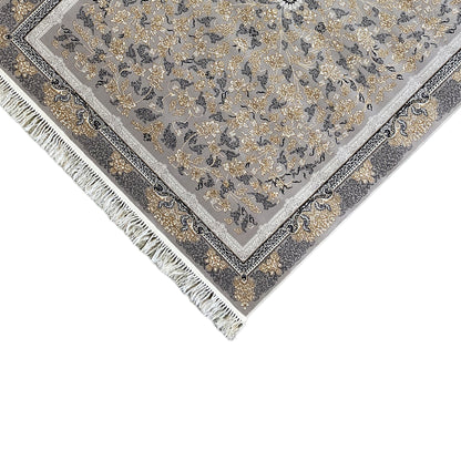 Klassik Teppich maschinell aus Polypropylen in Grau mit Fransen, Rom Edition.