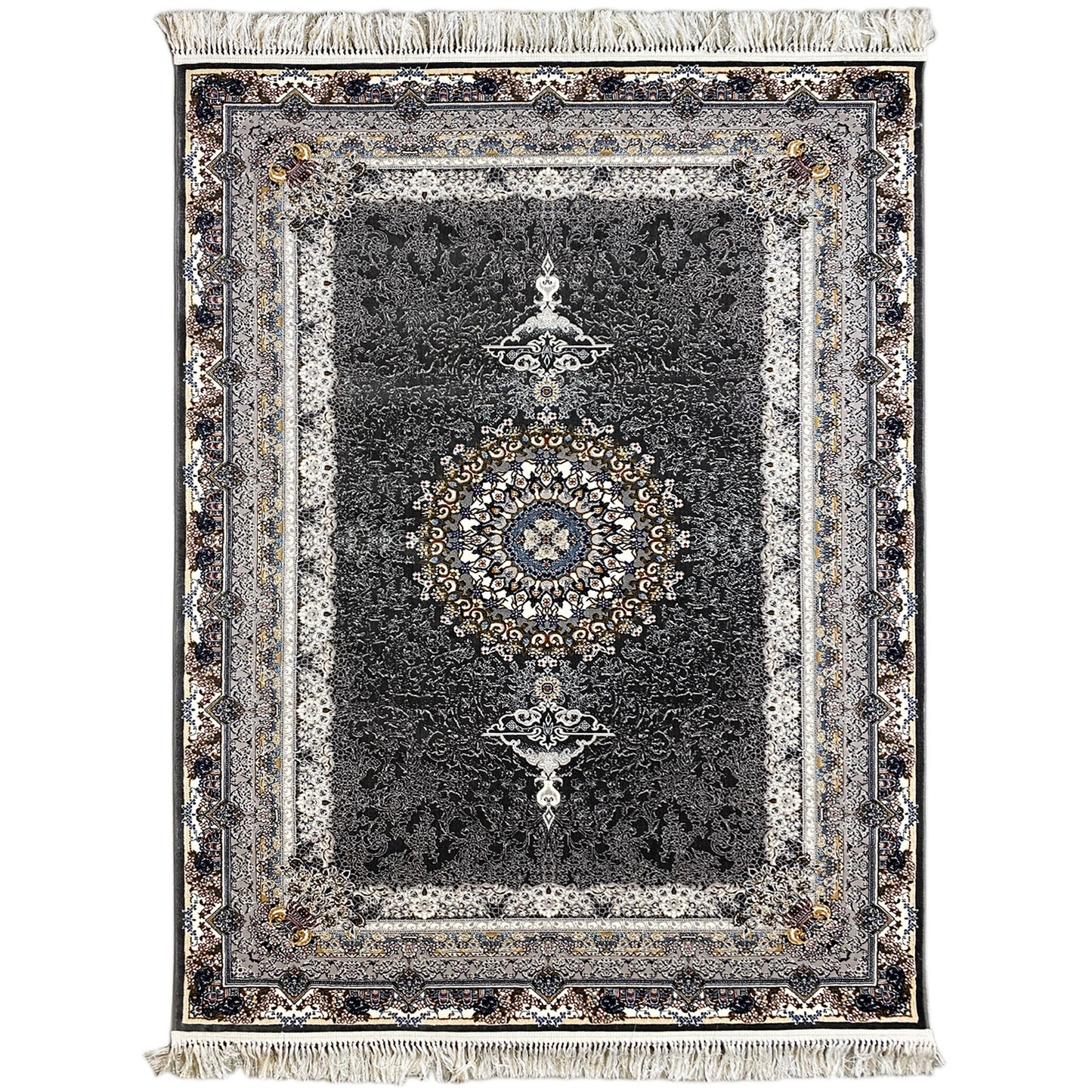 Gewebter Teppich Polypropylen Orientalisch Anthrazit für das Wohnzimmer.