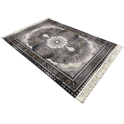 Polypropylen Teppich, langlebig maschinengewebt, detailliertes florales Medaillon-Muster, groß 160x230.