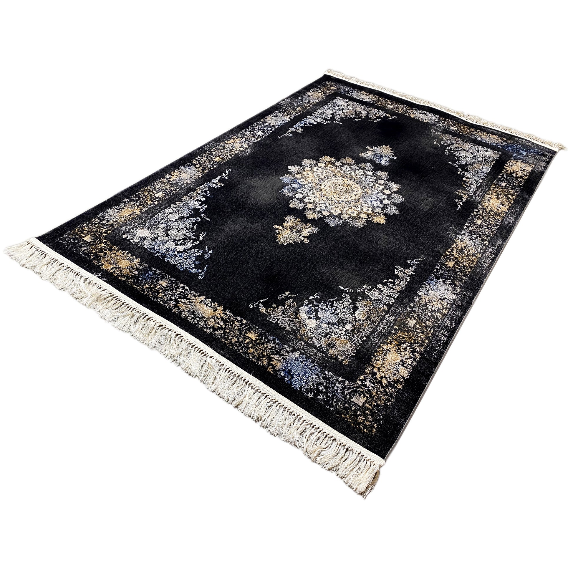 Flacher Flor Gewebter Teppich Grau-Beige 160x230 cm für Esszimmer und Küche.	