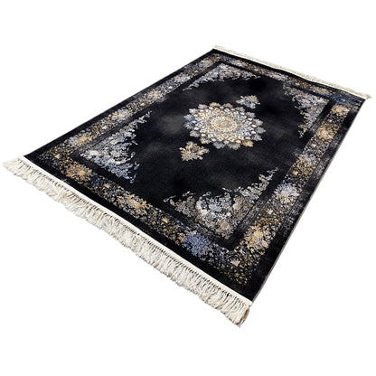 Flacher Flor Gewebter Teppich Grau-Beige 160x230 cm für Esszimmer und Küche.	