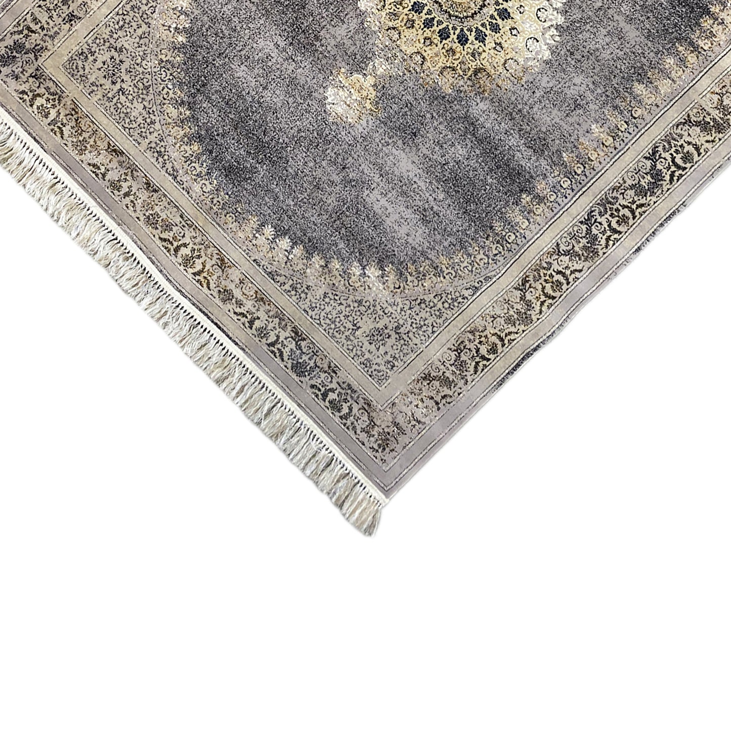 Dublin Teppich in Grautönen mit elegantem Beige-Gold Muster für gehobenen Stil