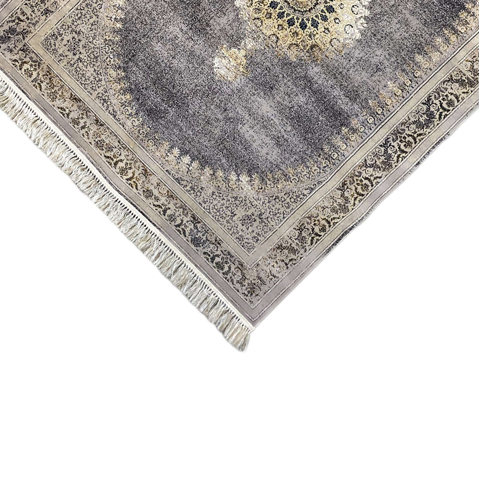 Dublin Teppich in Grautönen mit elegantem Beige-Gold Muster für gehobenen Stil