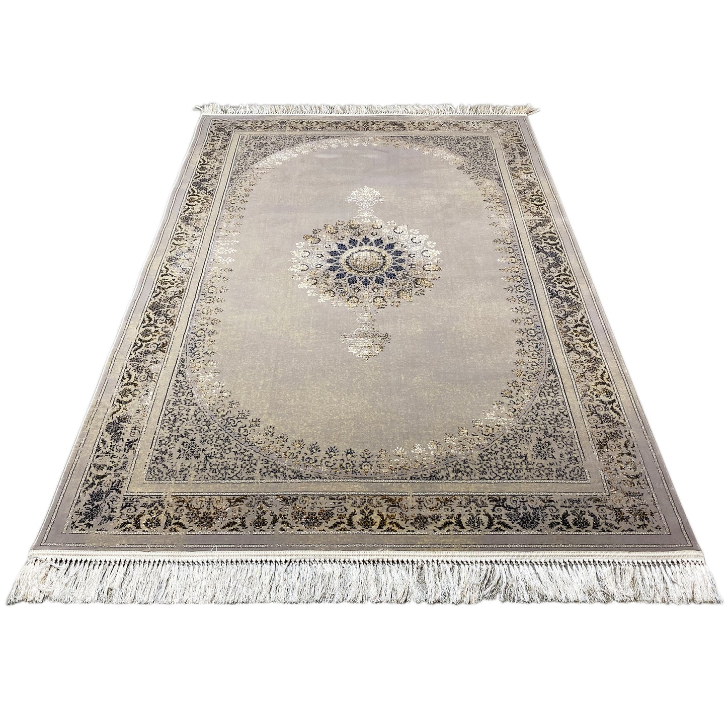 Maschinengewebter Teppich Polypropylen klassisch-orientalischer Stil Beige Dunkelblau