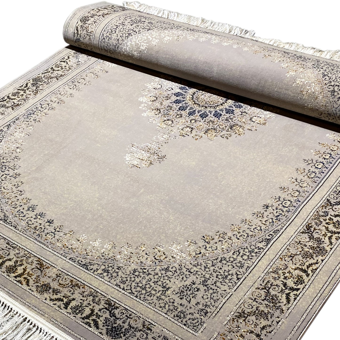 Woven-Teppich Polypropylen beiges orientalisches Design mit Blumenmotiven