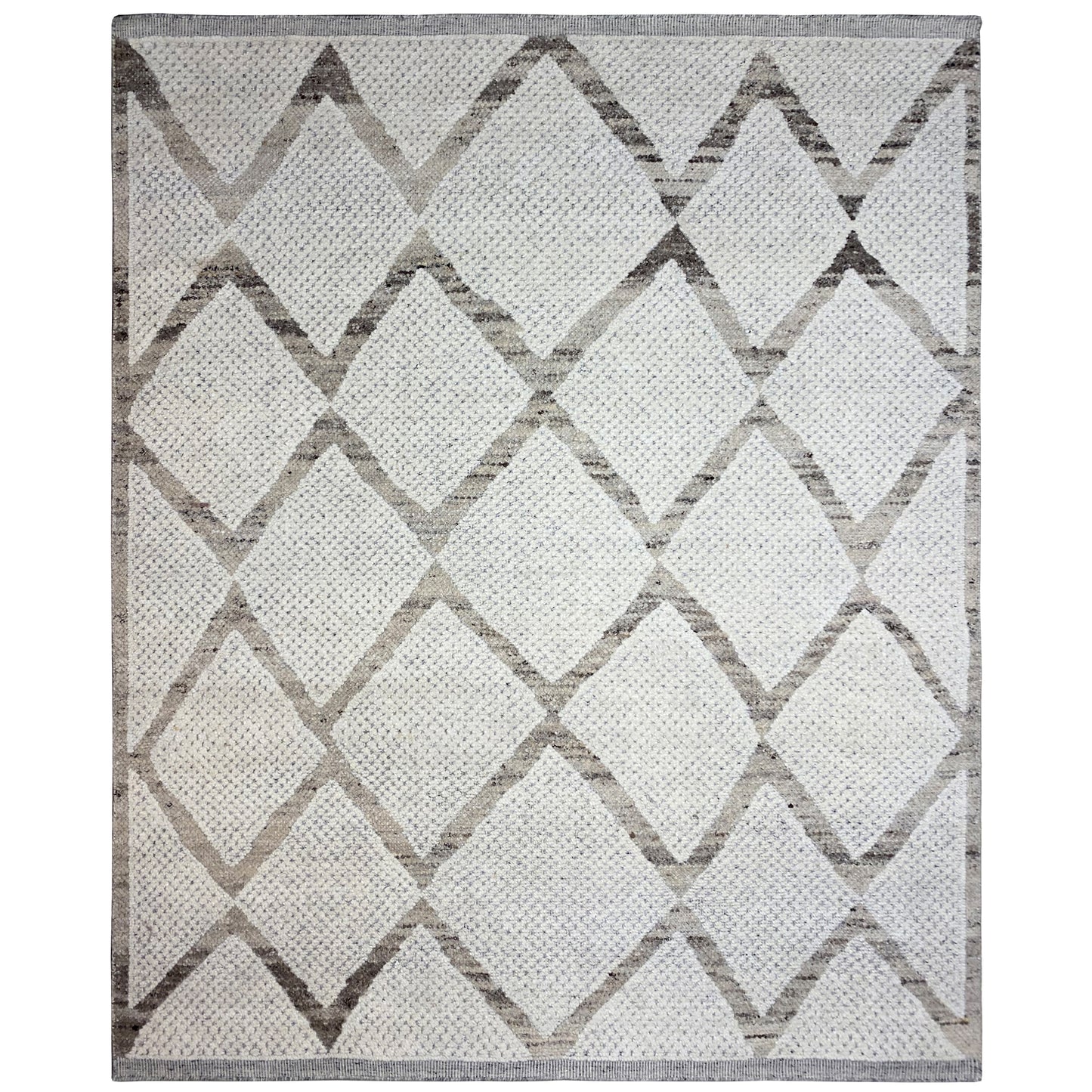 Handgeknüpfter Berber Wollteppich in Beige und Grau mit Rautenmuster