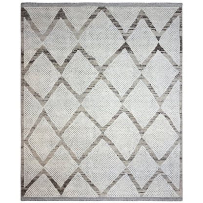 Handgeknüpfter Berber Wollteppich in Beige und Grau mit Rautenmuster