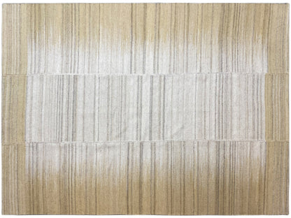Kelim-Teppich 170x240 cm mit gestreiften Feldern in Beige und Hellgrau