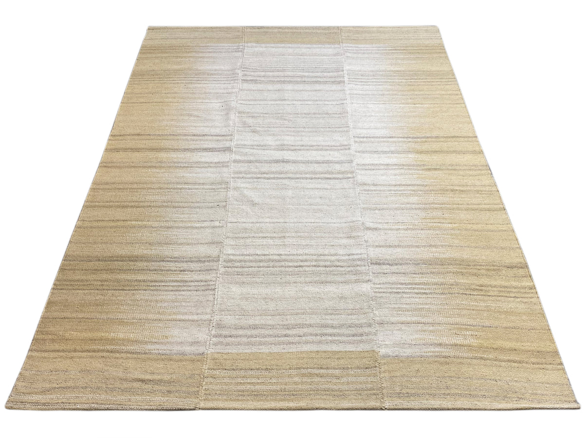 Kelim-Teppich 170x240 cm mit quadratischem Muster in Creme und Sand