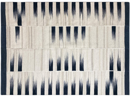Kelim-Teppich 170x240 cm, rechteckiges Muster mit vertikalen dunkelblauen Balken