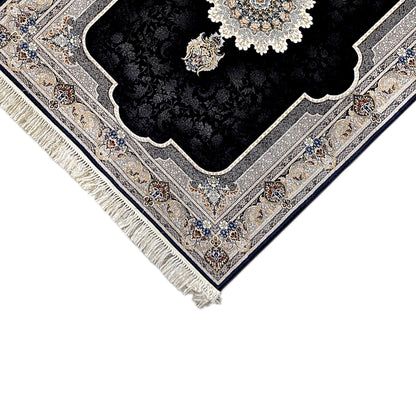 Schwarzer Teppich mit weicher Oberfläche, fusselfrei und strapazierfähig