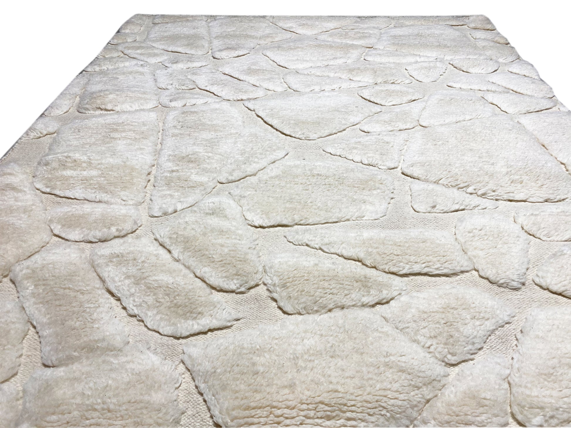 Strukturierter Wollteppich in Elfenbein für gemütliche Räume
