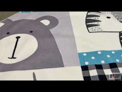 Tappeto rotondo per bambini con animali, 120 cm
