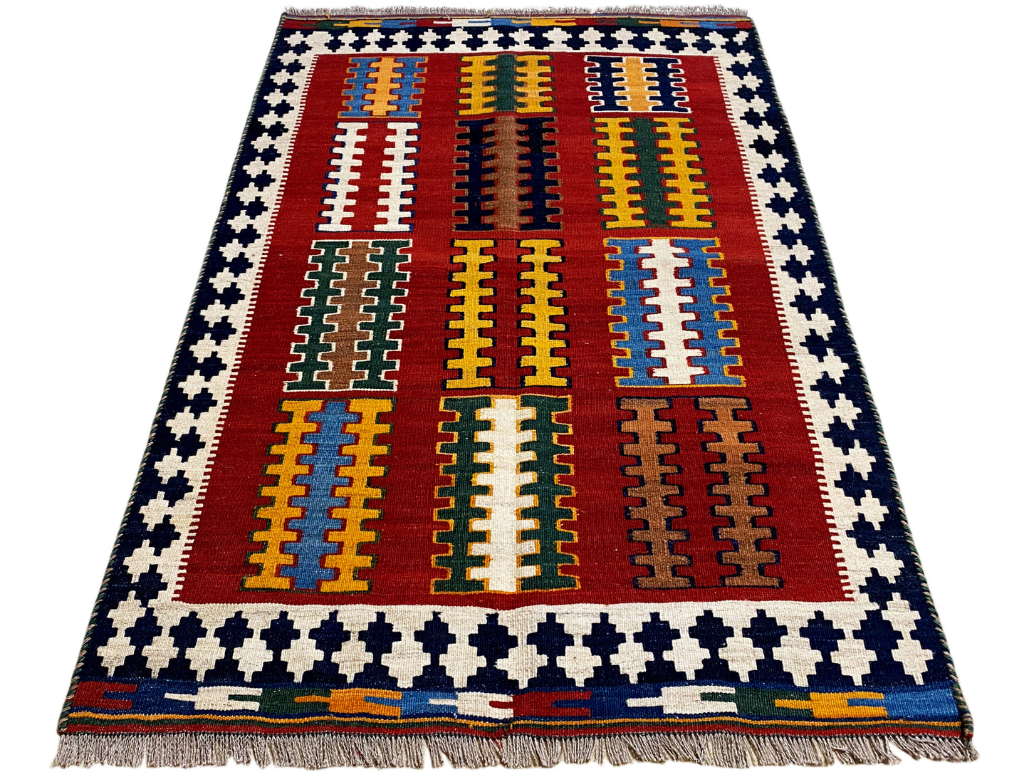 Qashqai Kelim Teppich 153x101 cm handversponnene Wolle Boho Stil