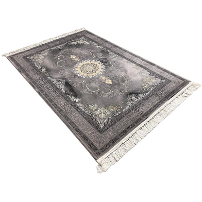 Pflegeleichter Teppich in Grau-Beige, maschinell gefertigt, geeignet für Fußbodenheizung