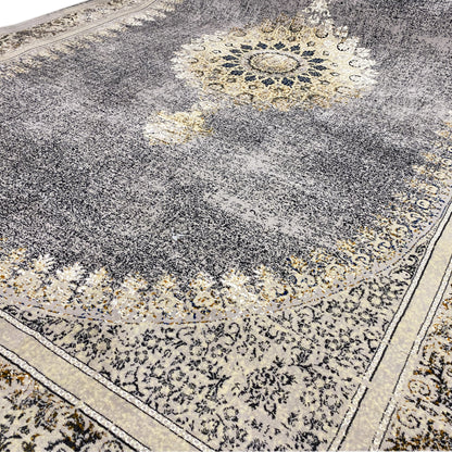 Vintage Teppich Grau/Beige 160x230 mit traditionellem Medaillon Design