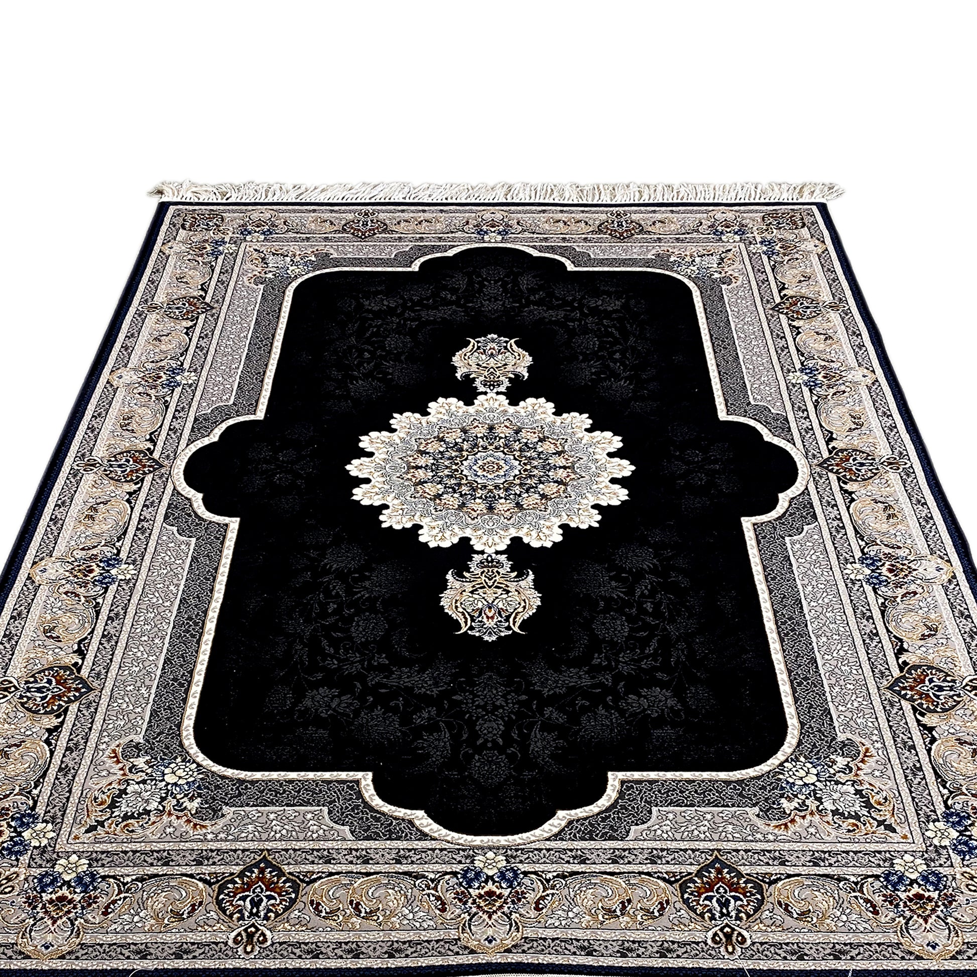 Orientalischer Teppich mit goldenen Akzenten im traditionellen Design