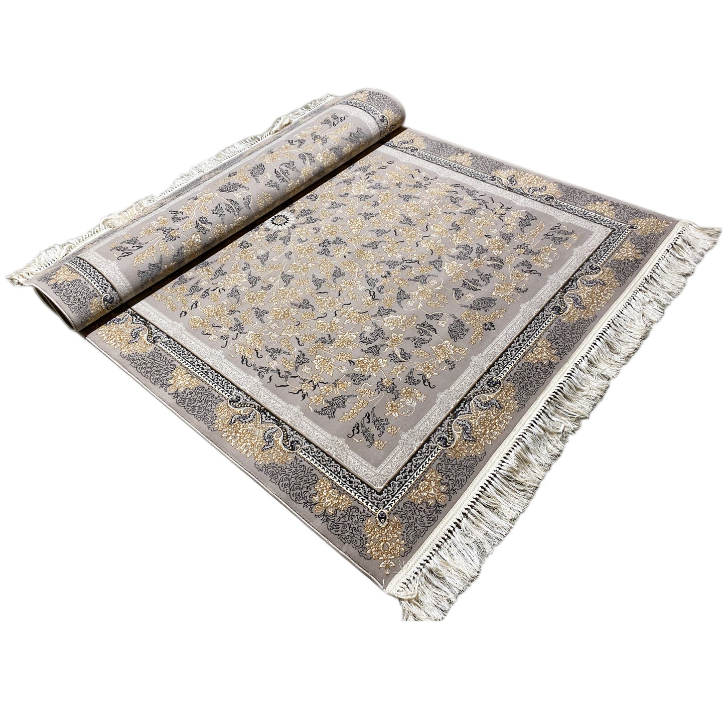 Gewebter Teppich 160x230 cm, floral in Grau, Schlafzimmer Inspiration Rom.