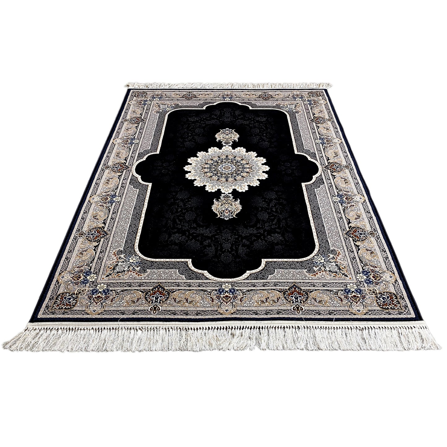 Eleganter Teppich 160x230 cm mit Medaillon und Bordüre, ideal für Wohnzimmer