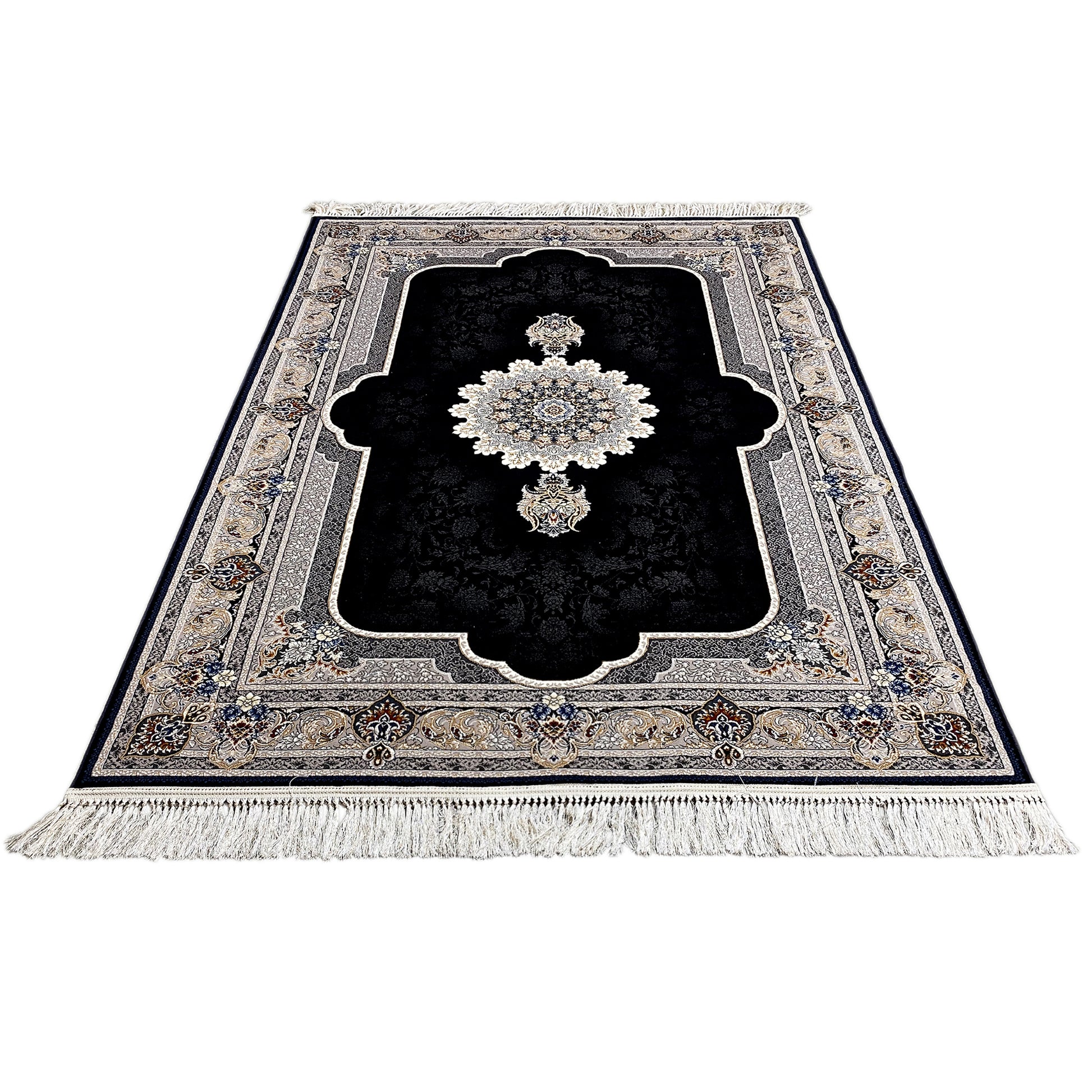 Eleganter Teppich 160x230 cm mit Medaillon und Bordüre, ideal für Wohnzimmer