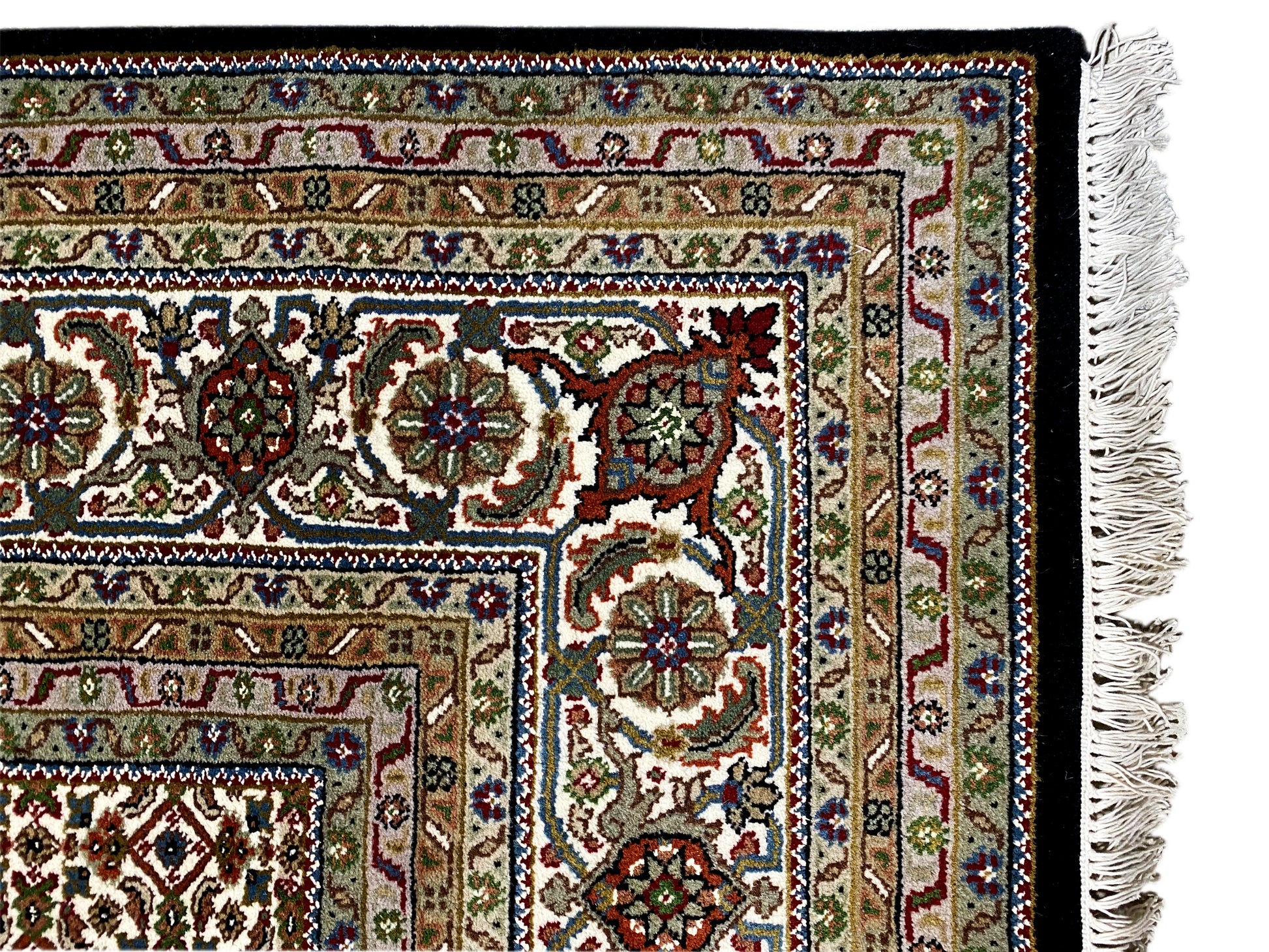 Edler Medaillon Teppich Indo Tabriz 353x242 cm in warmen Brauntönen