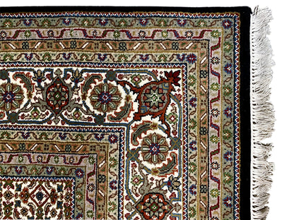 Edler Medaillon Teppich Indo Tabriz 353x242 cm in warmen Brauntönen