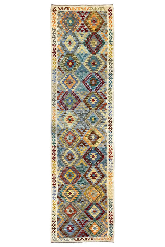  Kelim Afghan - 30221 (382x92 cm) - Premium Kelim from German Carpet Shop - Just €289! Shop now at German Carpet Shop