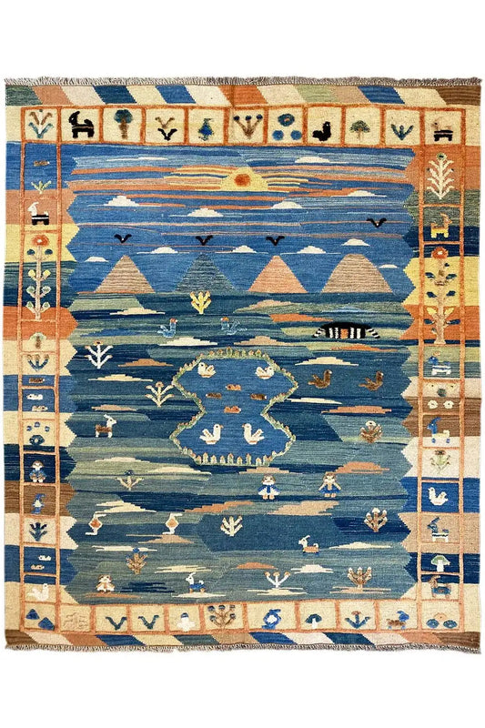 Kilim Qashqai - 605611 (210x154cm) - German Carpet Shop