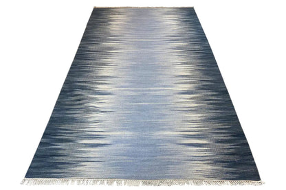 Blauer Ombré Kelim Dhurrie Teppich 160x230 cm - German Carpet Shop