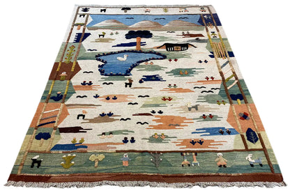 Kilim Qashqai - (195x147cm) - German Carpet Shop