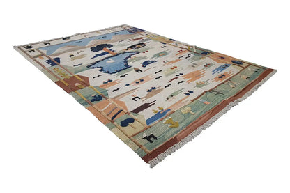  Kilim Qashqai  - (195x147 cm) - Premium Kelim from German Carpet Shop - Just €449! Shop now at German Carpet Shop