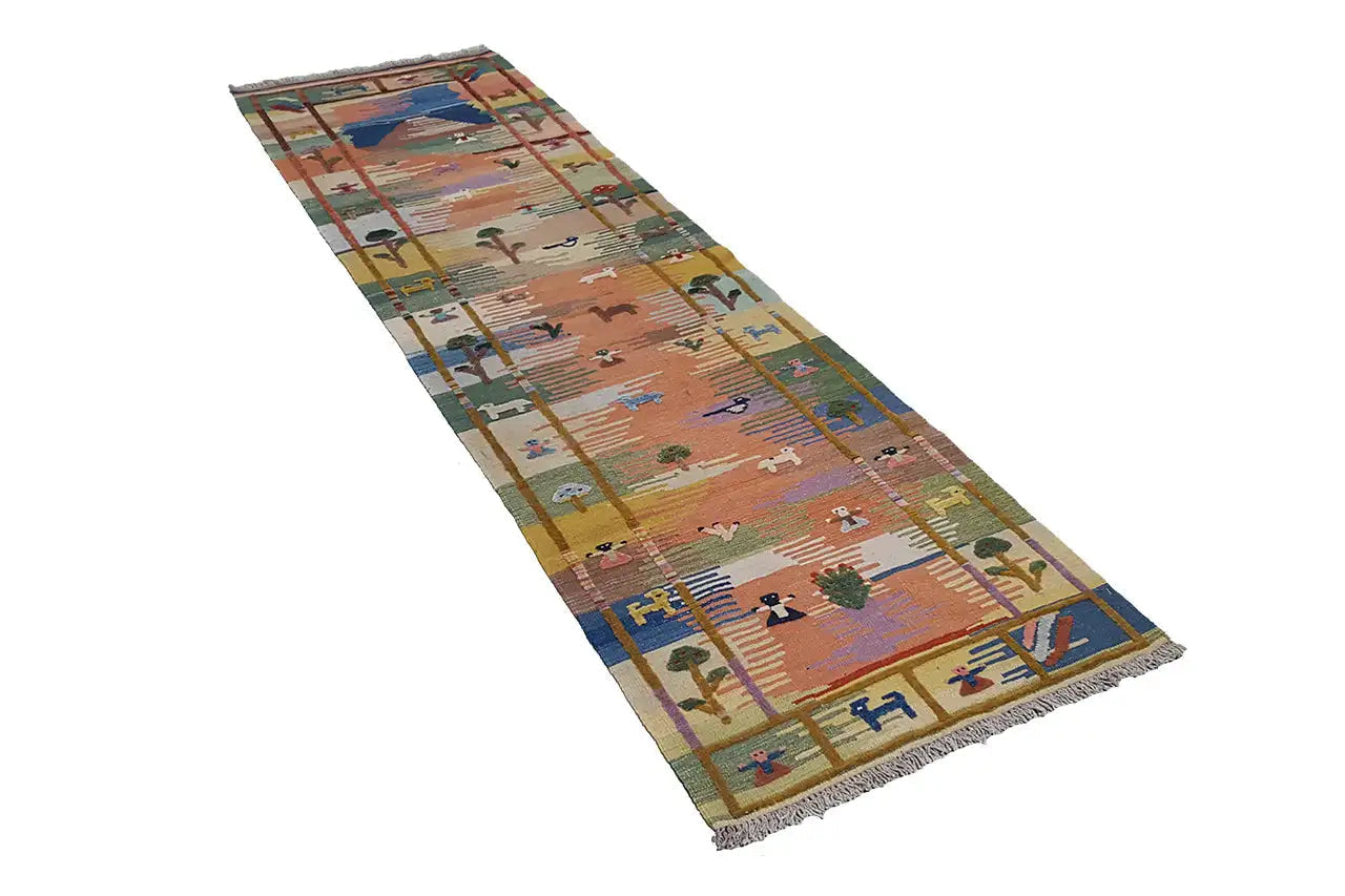  Kilim Qashqai  - 800591 (310x84 cm) - Premium Kelim from German Carpet Shop - Just €390! Shop now at German Carpet Shop